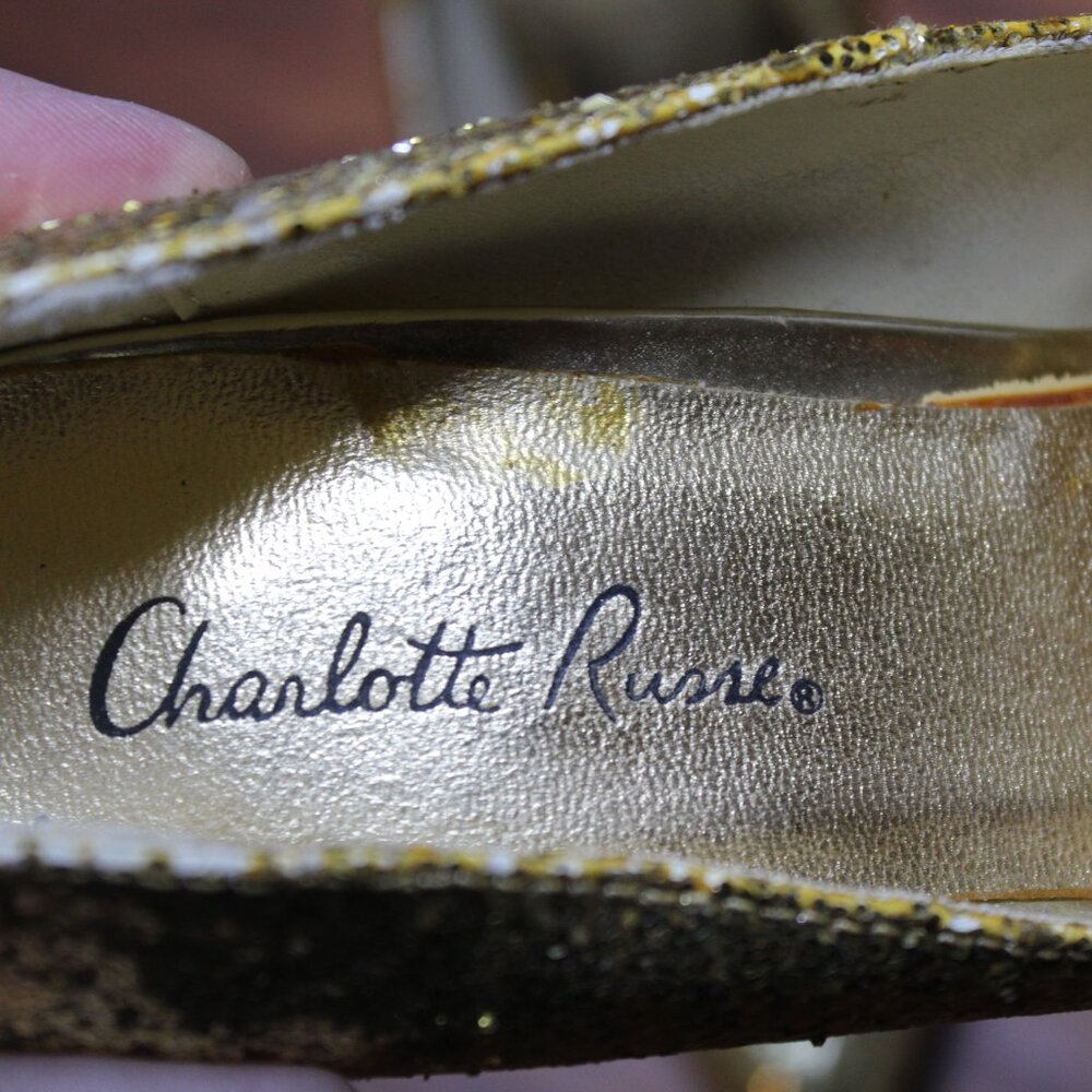 CHARLOTTE RUSSE Gold Sparkle Glitter Stiletto Pumps High Heel, 7 EUC - Picture 3 of 9